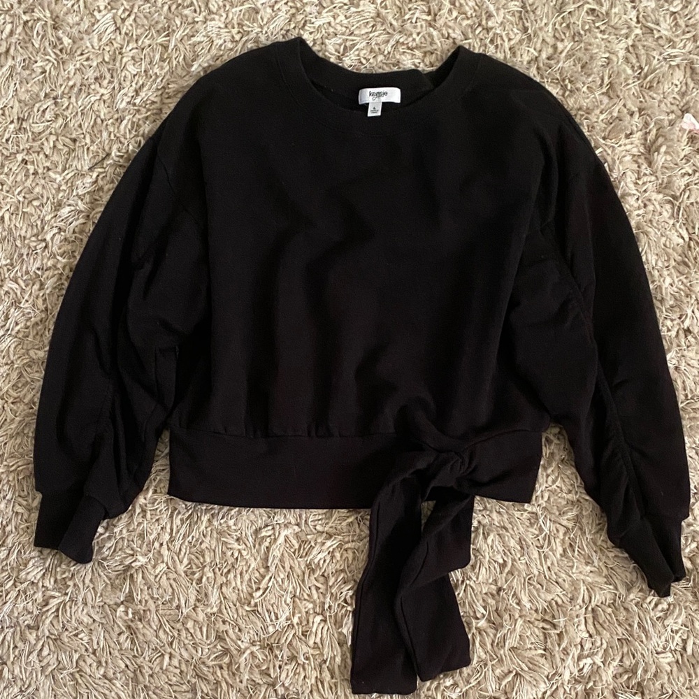 Kensie Black Sweatshirt with Tie Detail